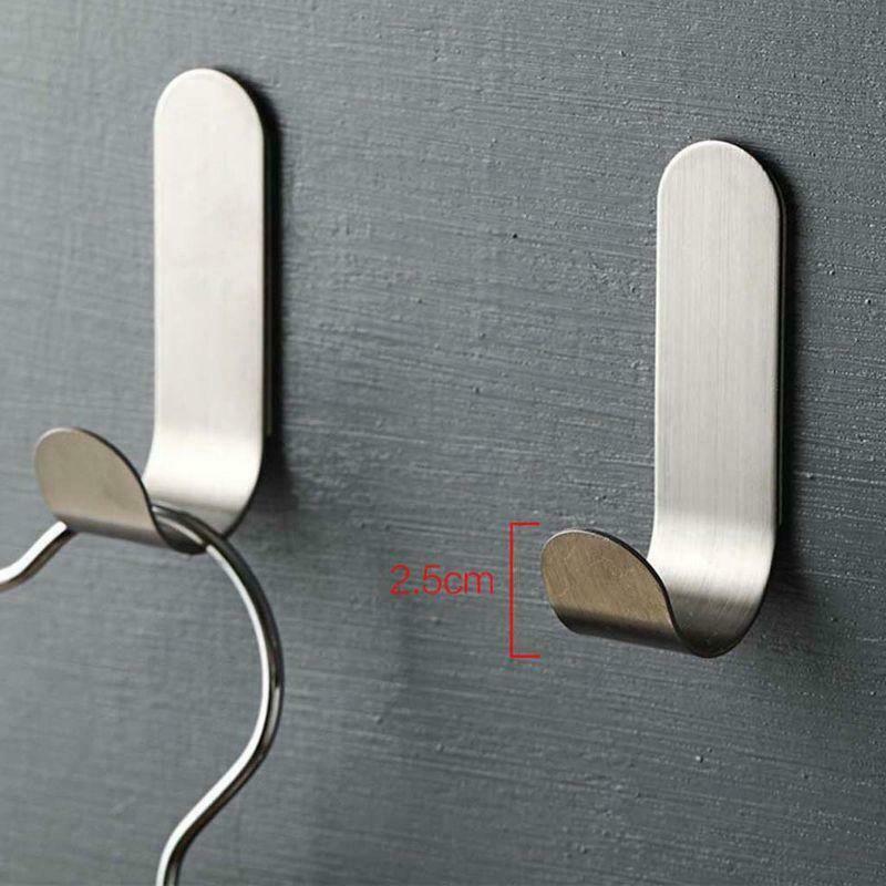 8pcs Self Adhesive Kitchen Bathroom Wall Door Stainless Steel Holder Hanger Hook