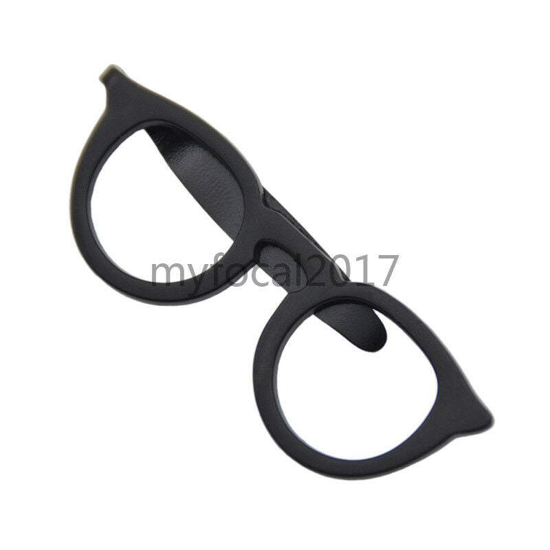 Mens Accessory Tie Bar Pin Clip Black Round Glasses Shape Jewelry Necktie Clip