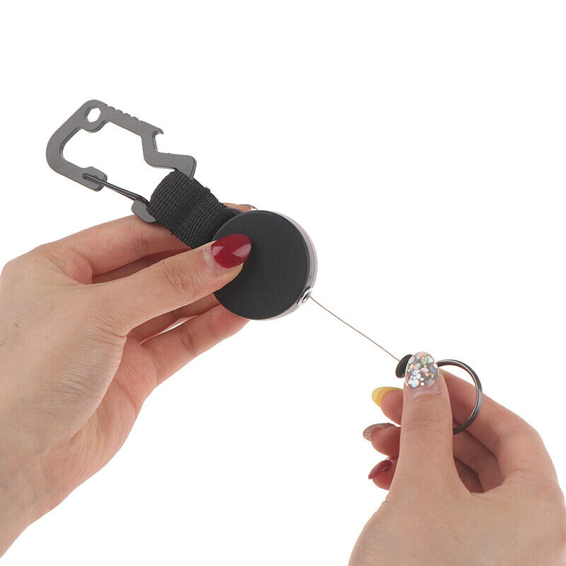 Retractable Keychain Heavy Duty Badge Holder Reel with Multitool Carabiner Cl NC
