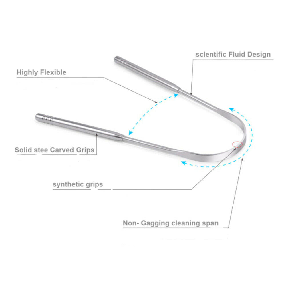 Stainless Steel Tongue Scraper  Cleaning Coated TongueToothbrush Oral Care Tools
