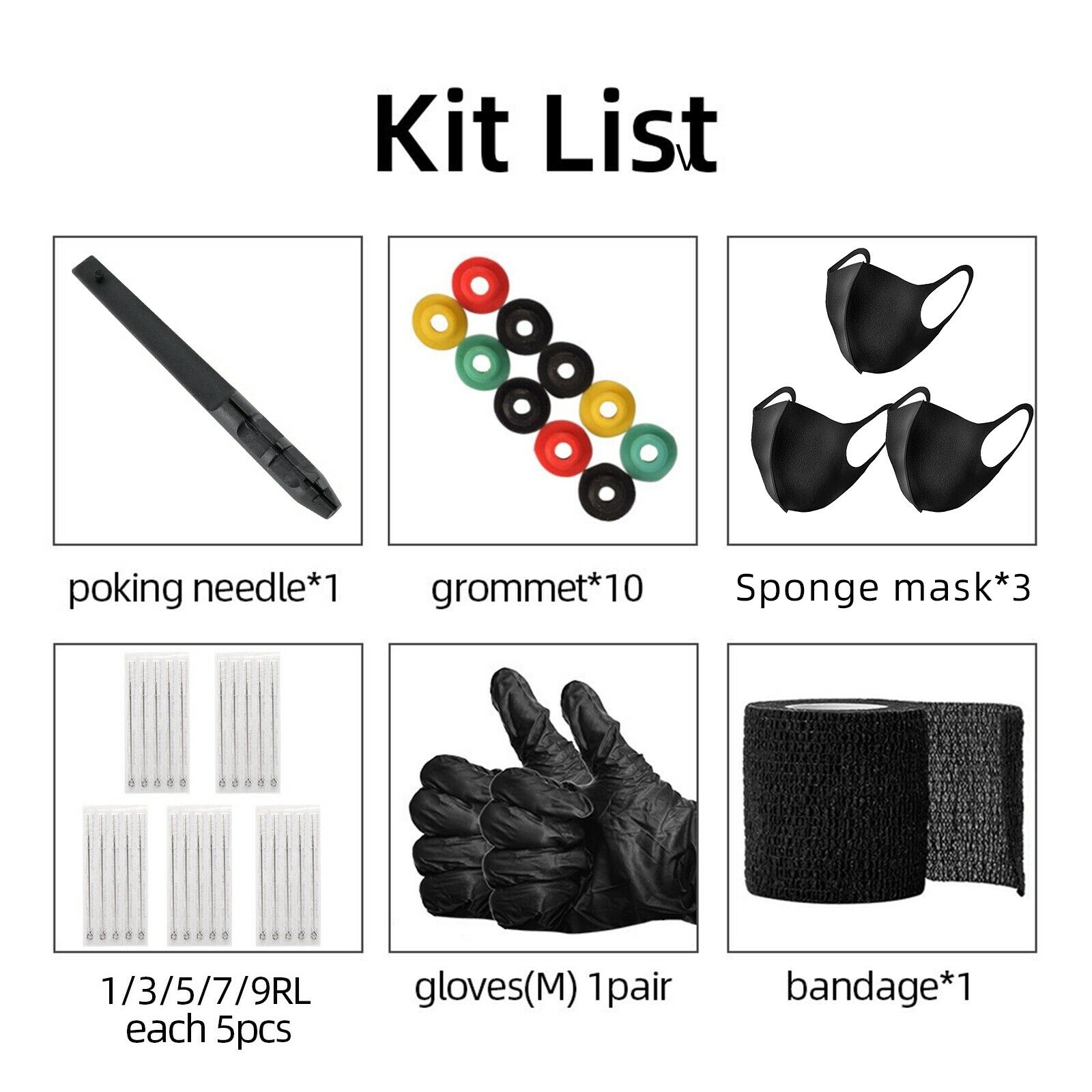 Tattoo Kit 25Pcs Cartridges Needles 10pcs Tattoo Grommets Tattoo Supplies