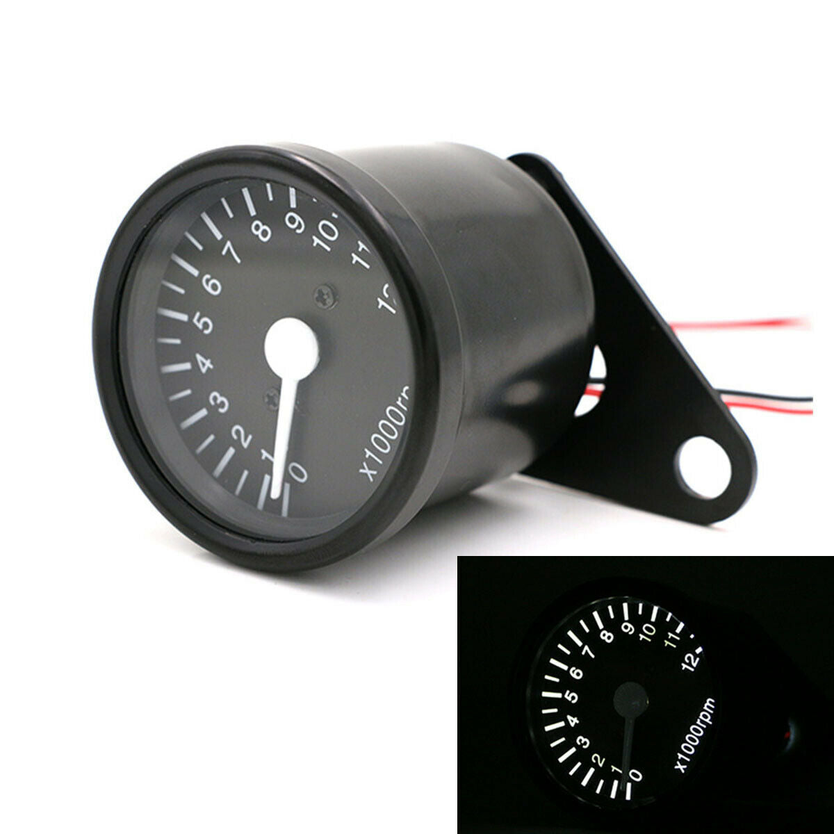 1pc 12V 12000RMP Motorcycle Digital Speedometer Odometer Tachometer With Bracket
