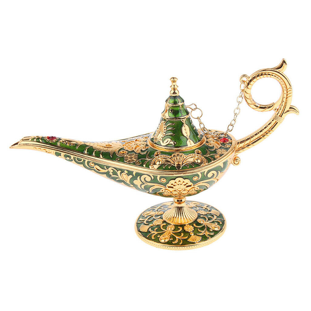 Aladdin Genie Lamp Wishing Tea Oil Pot Decoration Collection Arts Gift Green