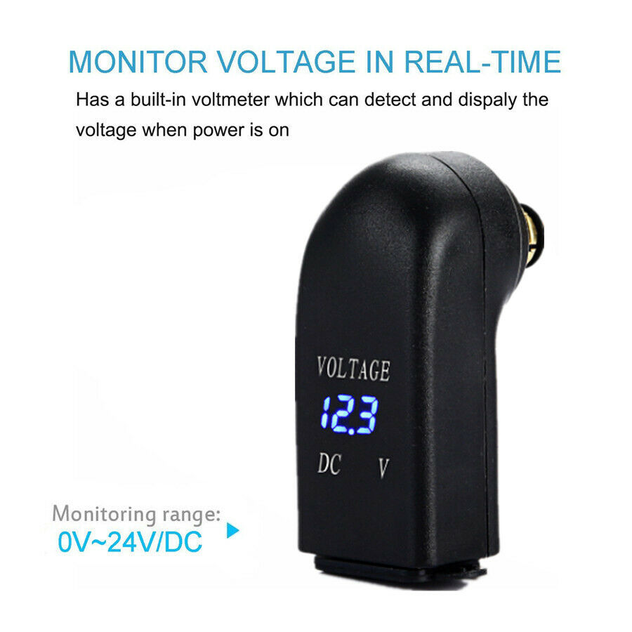 4.8A Dual Port USB Charger Voltmeter LED Digital Display For BMW Din Hella Plug