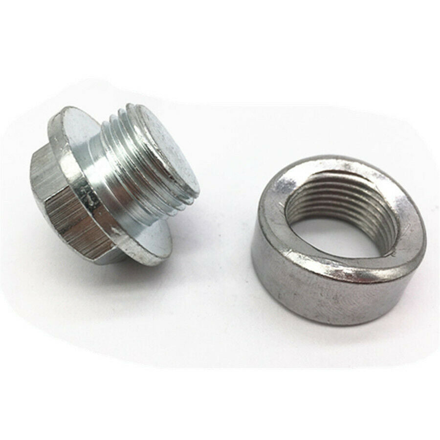 M18 x 1.5mm O2 Oxygen Sensor Bung Port Boss Nut + Zinc plated Plug