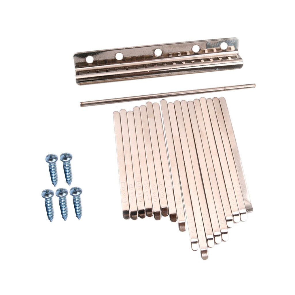 17 Pieces of Kalimba Steel Keys 2 Pieces of Beginners Wooden Bridge