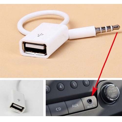 3.5mm Male AUX Audio Plug Jack To USB 2.0 Female Converter Cord Cable Car MP3