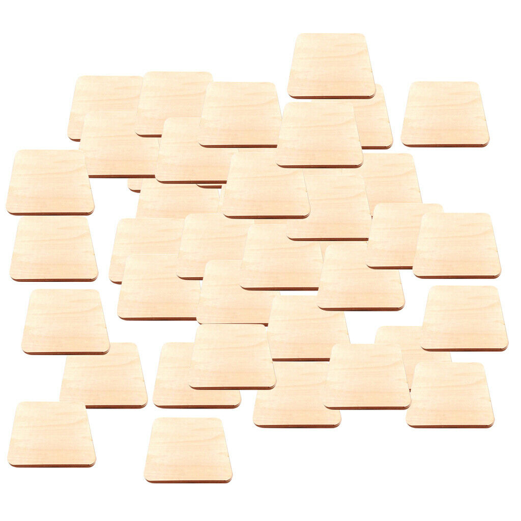 50 Pack Square Unfinished Log Wooden Pieces DIY Wooden Crafts DIY 1.6inch
