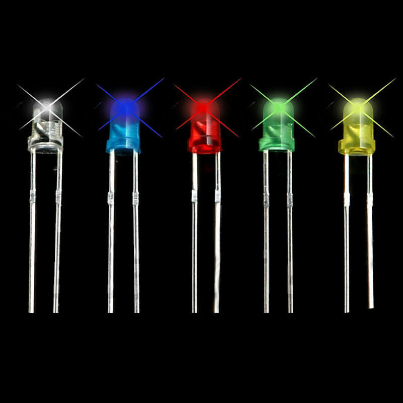 New 500Pcs 3mm LED Light White Yellow Red Blue Green Assortment Diodes DIY Kit