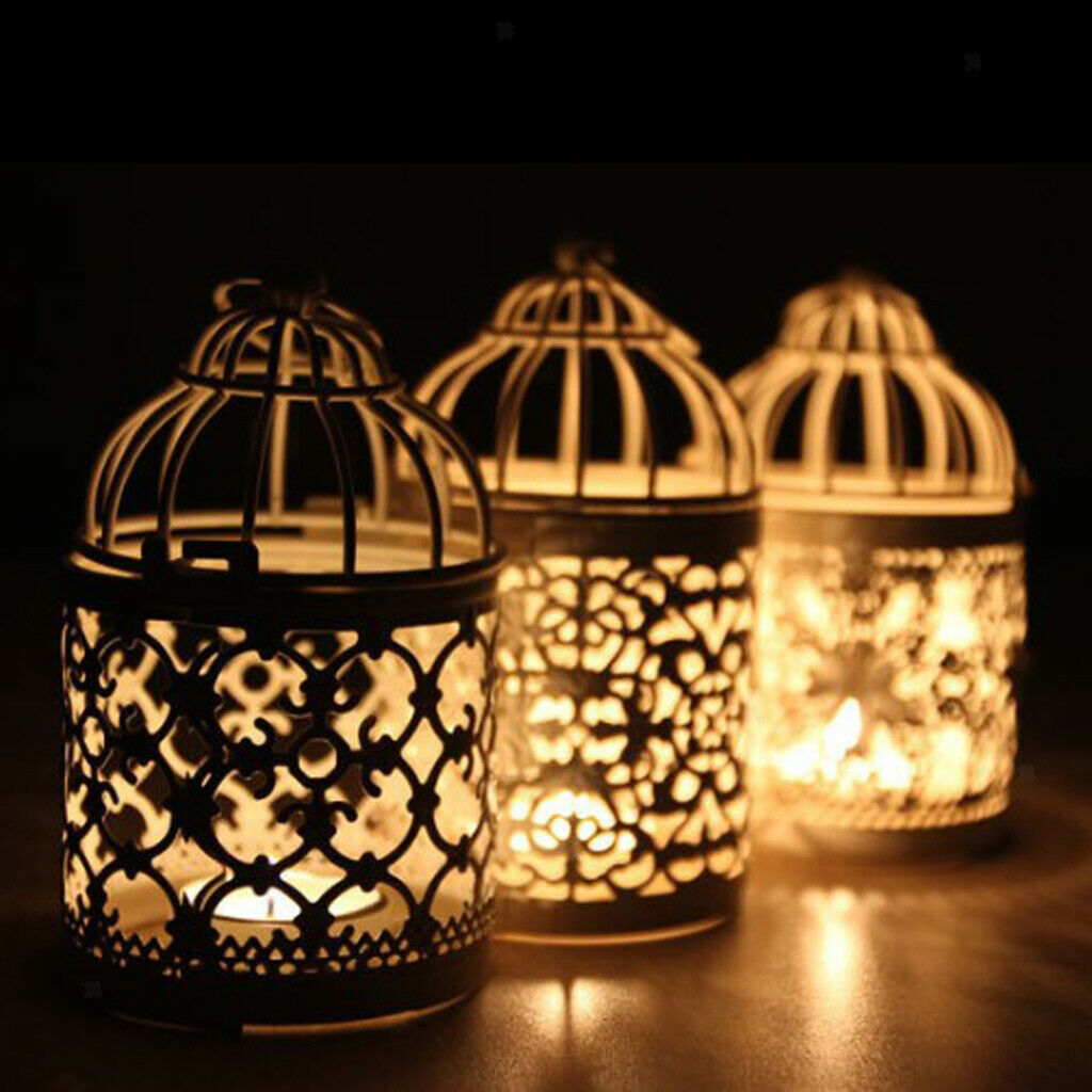 2pcs Birdcage Tealight Holder Metal Hollowed Candle Holder for Wedding Party