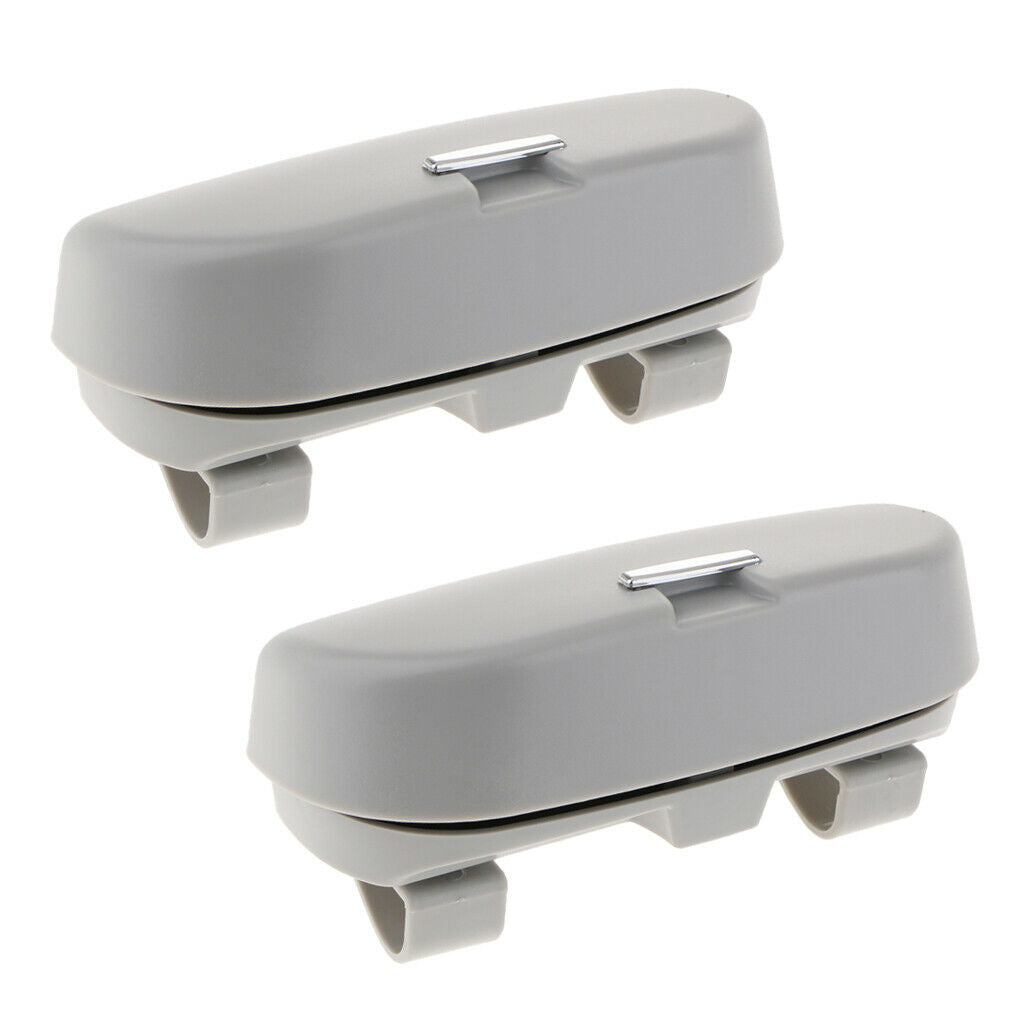2PCS Car Overhead Console Sunglass Holder Lid Beige Front Eyewear Case Storage