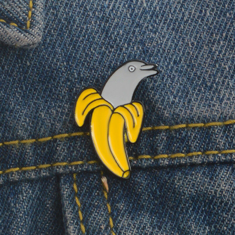 Cute Enamel Banana Dolphin Brooch Pin Shirt Collar Pin Breastpin Jewelry G.l8