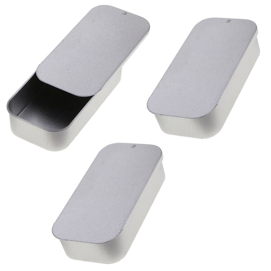 3 Pieces Slide Top Tin Box Containers Home Office Bedroom Small Storage Kit