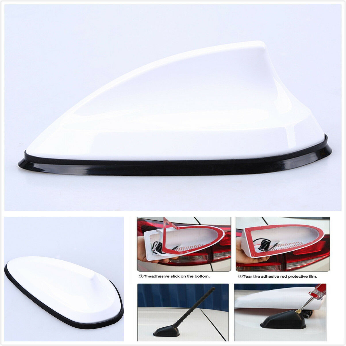 Car Auto Roof White Shark Fin Vortex Stereo Radio Aerial Signal Antenna Decor