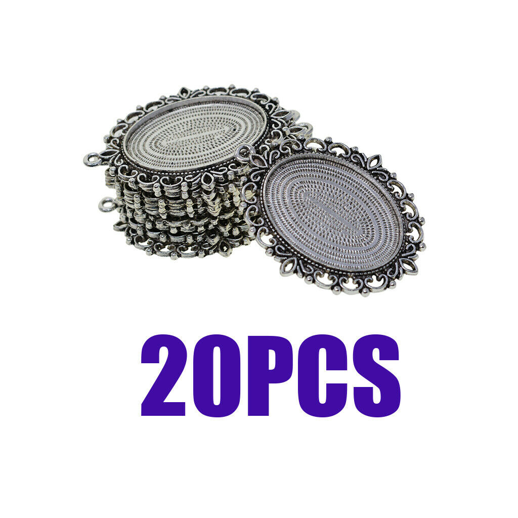 20pcs Oval Pendant Tray, Fit 30x40mm Cabochon, Default Setting Blank