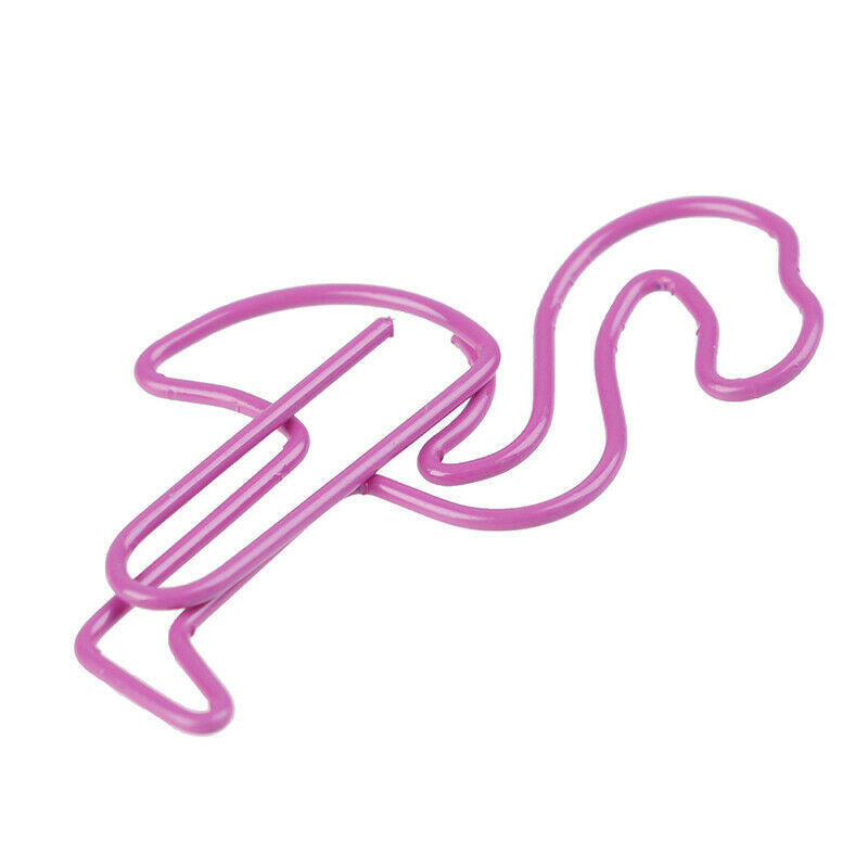 12pcs Cute Flamingo Bookmark Paper Clip Hollow Metal Binder Office Suppli.l8