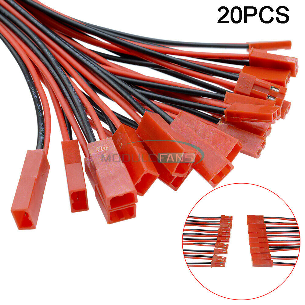 20Pairs of JST Plugs Male Wire Connectors Socket Lines Female Electronic