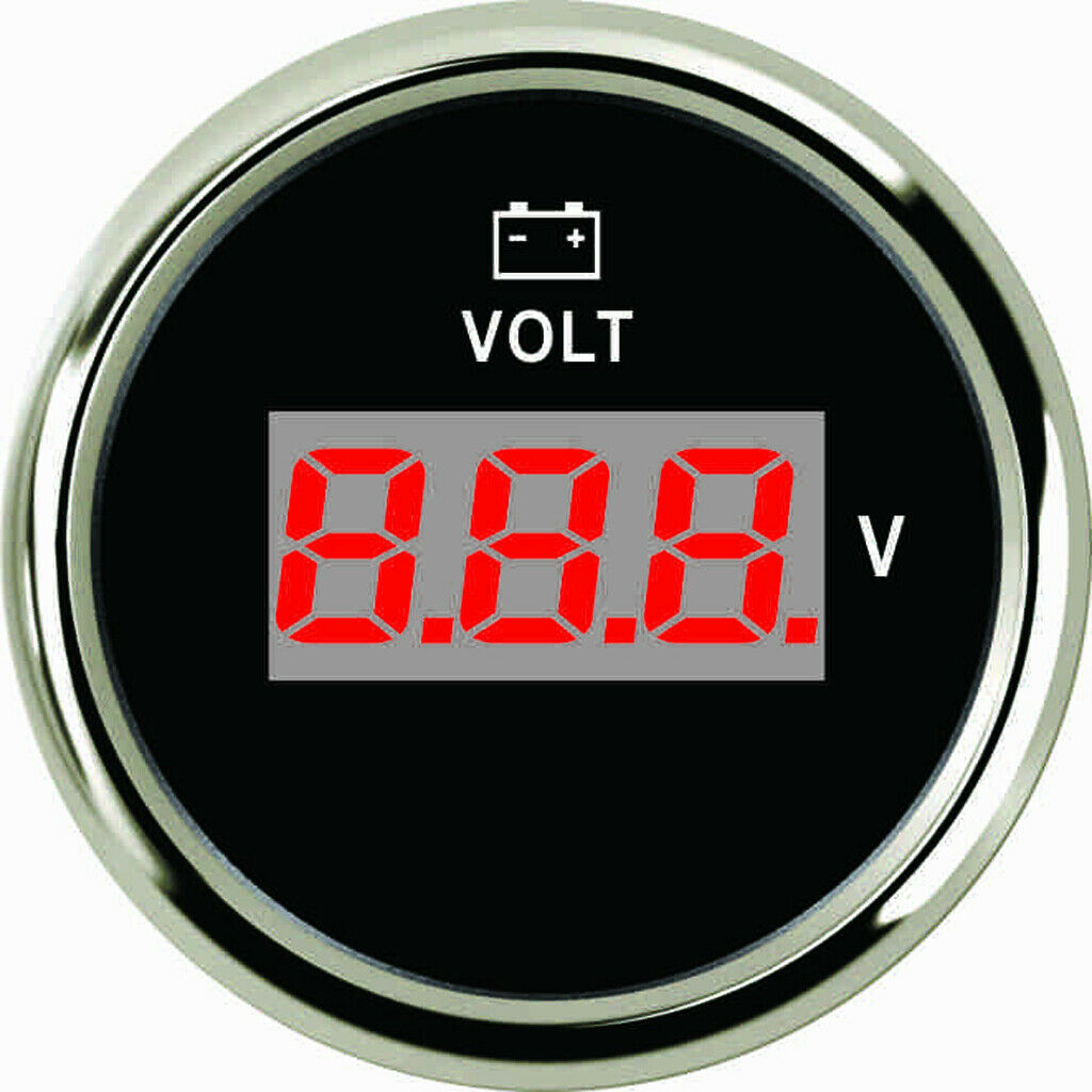 2'' 52mm Marine Boat Digital LED Electronic Meters Gauge - Black