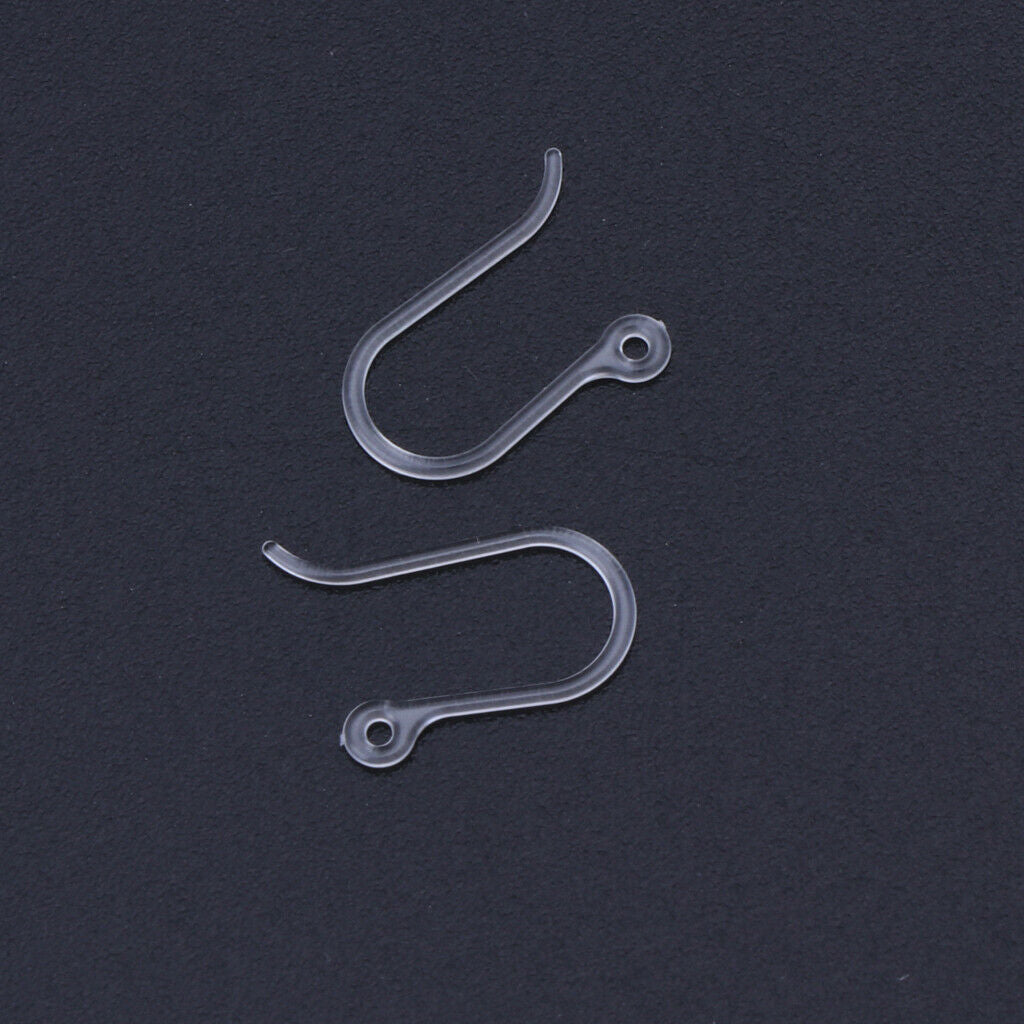 100Pcs Non-Allergenic Clear Plastic Ear Wire Hooks Earring Findings DIY Jewelry