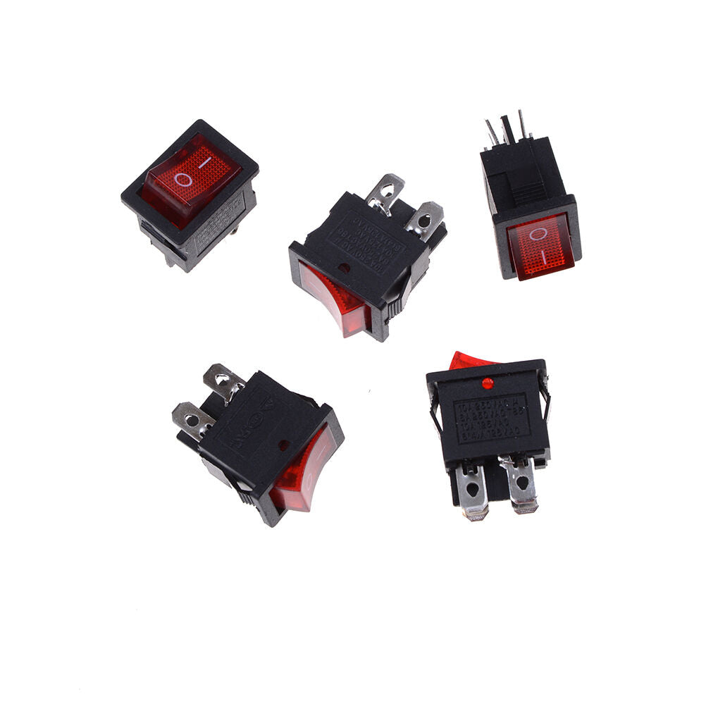 5pcs LED 4PIN ON/OFF Boat Rocker Switch 6A/250V 10A/125V Car Dash Red Y1