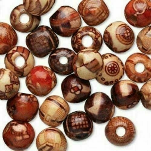 100Pcs Assorted Wooden Round Loose Beads Spacer Charm Jewelry Making DIY Crafts