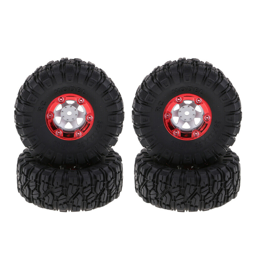 4Pcs Black Rubber Tire 12mm Wheel Nut Rim for 1/12 Wltoys 12428 12423 RC Car