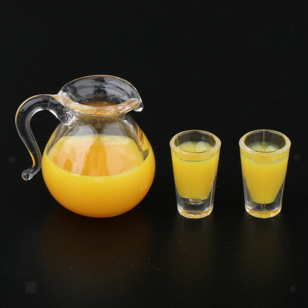 6Pcs 1:12 Scale Drink Juice Milk Jug Cups Kitchen Tableware Life Ornaments
