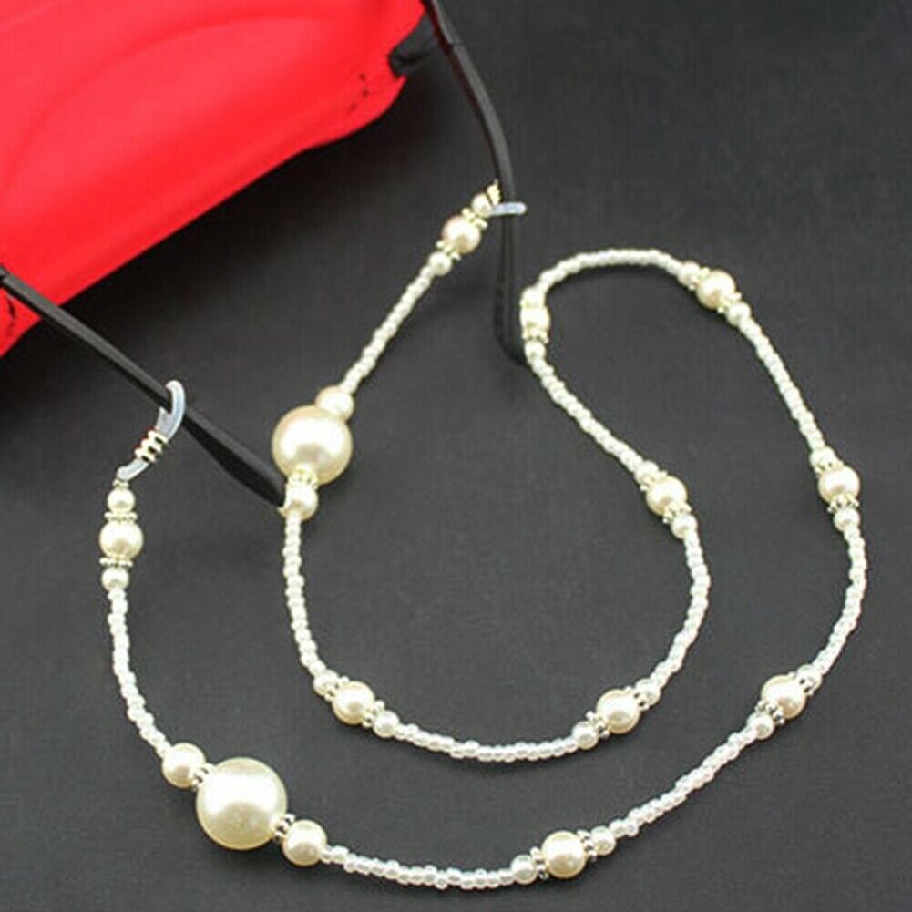 White Pearls Glasses Eyeglass Holder Leash Chain Strap Lanyard Cord Sunglass