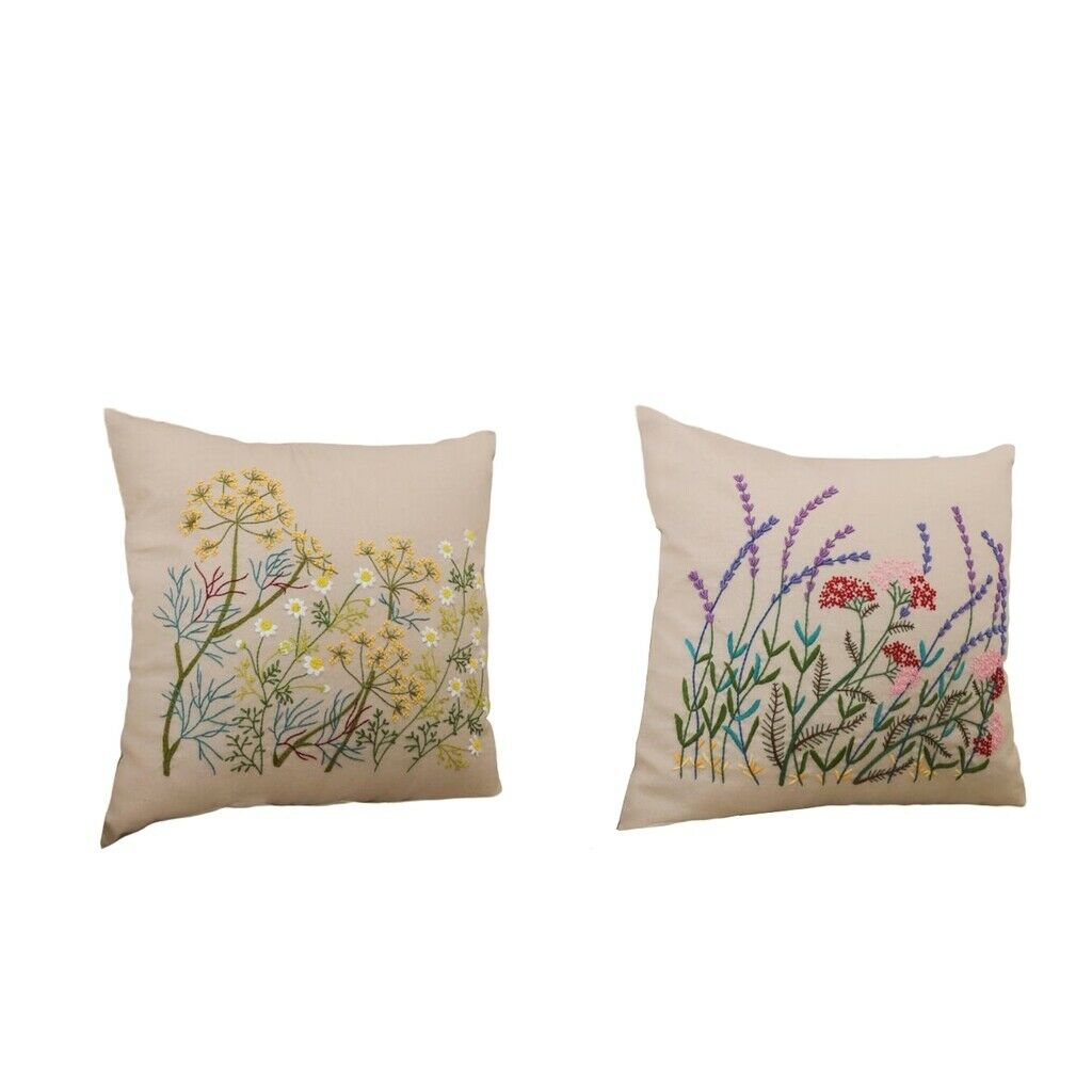 2pcs Embroidery Starter Kit Pillow Cover Cross Stitch For Beginner Sewing