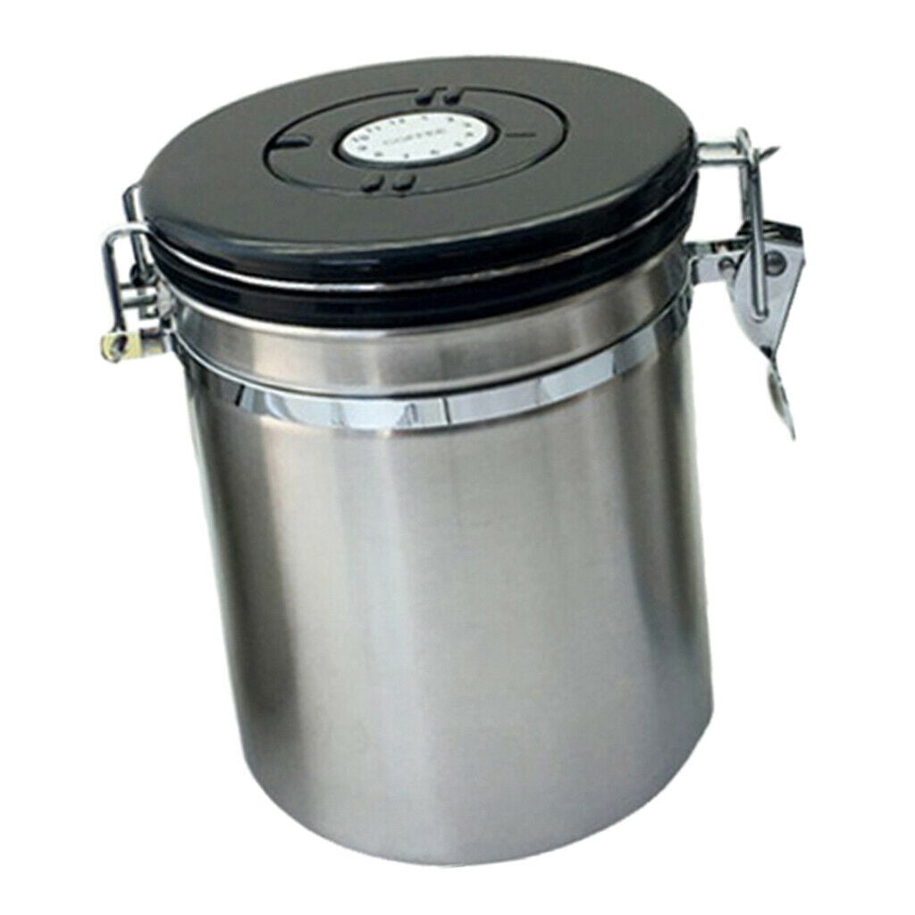 Stainless Steel Airtight Canister with Co2 Vent Valve ＆ Date Tracker Wheel and