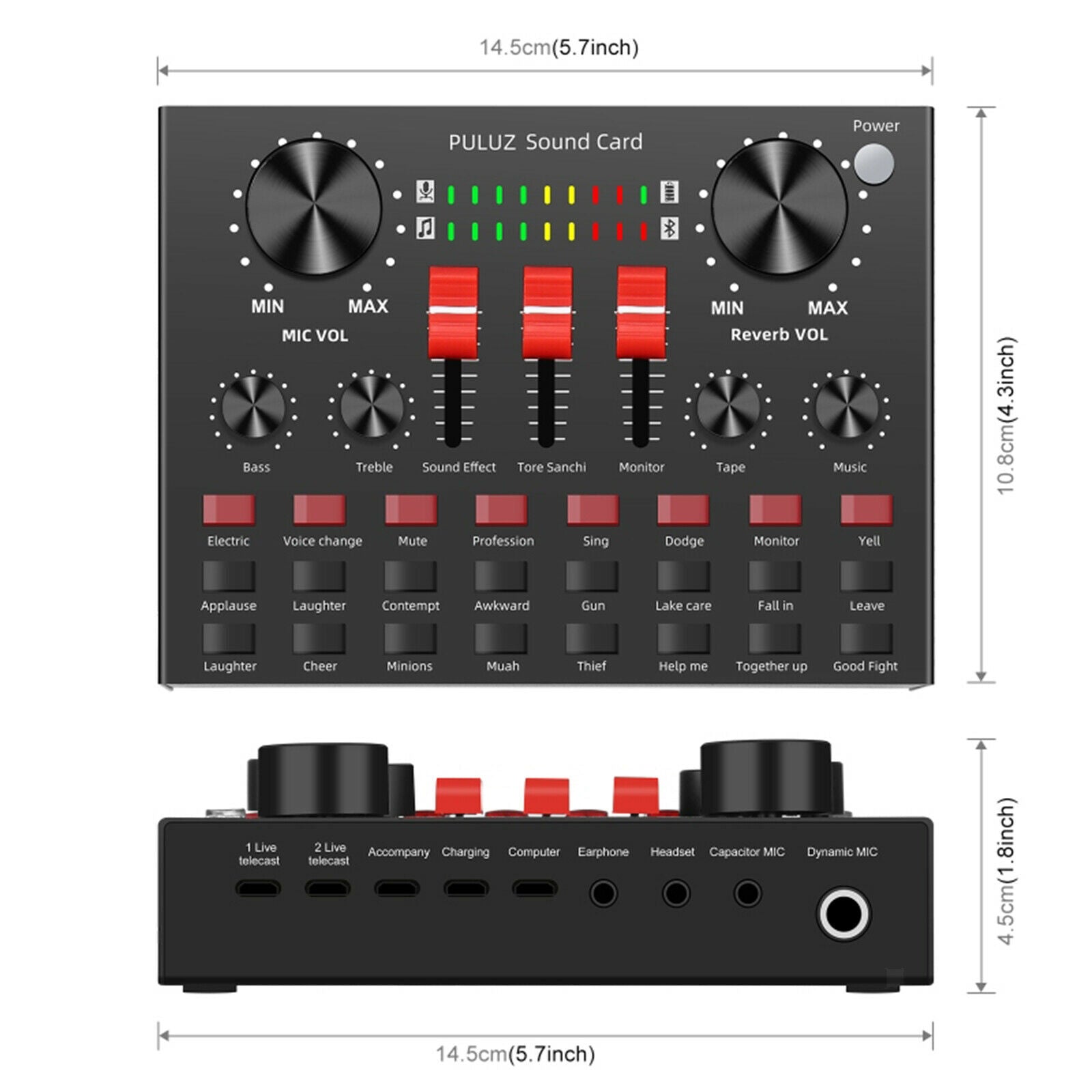 External Sound Card Bluetooth Karaoke Sound Mixer for Laptop Tablet PC