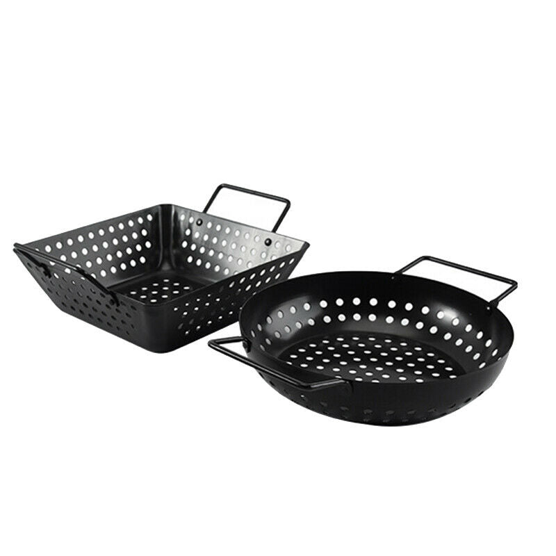Square Grill Wok with Handle,BBQ Accessory Barbecue Tools for Stir Fry,ShrimG8P2