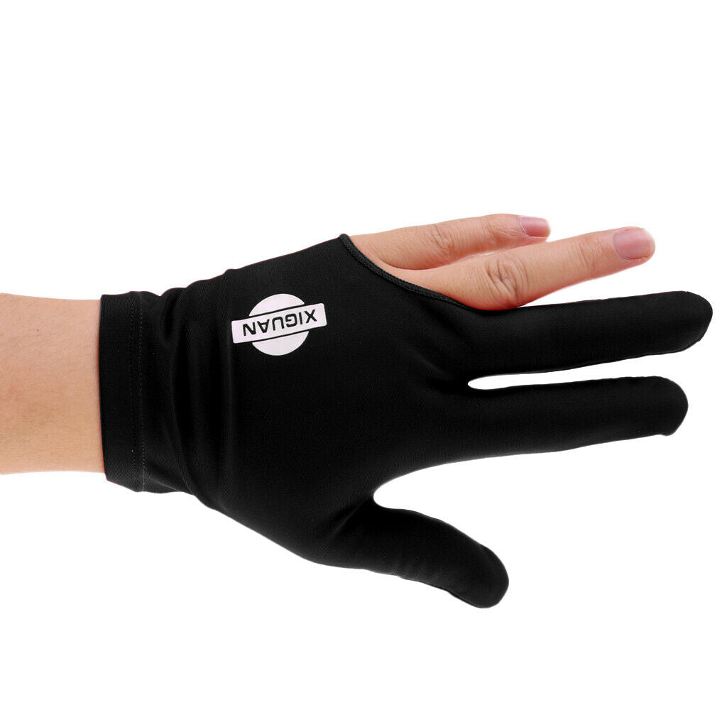 Spandex Snooker Billiard Pool Cue Glove Left Hand 3 Finger Accessory Black
