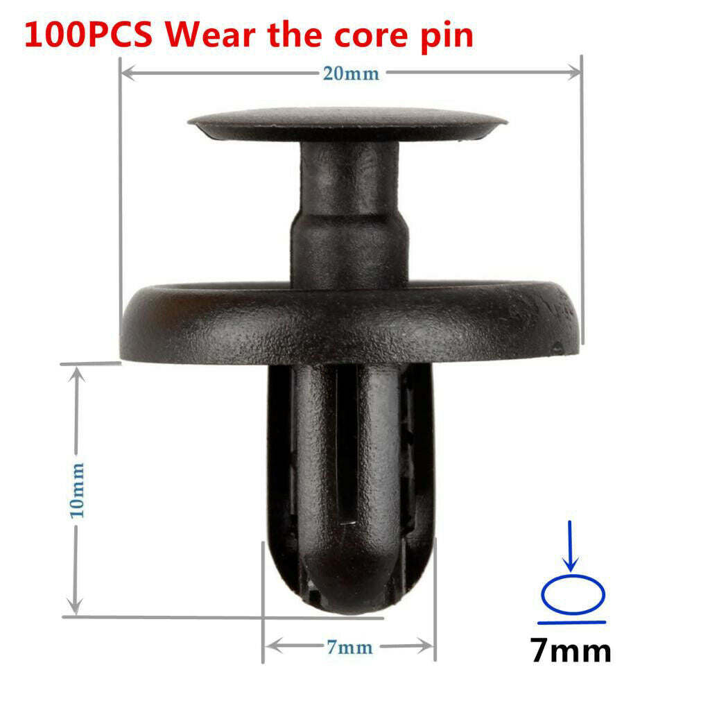 Set of 100 Universal Mud Skirt Blind Rivets Clip 0.27inch Pins Car Accessories