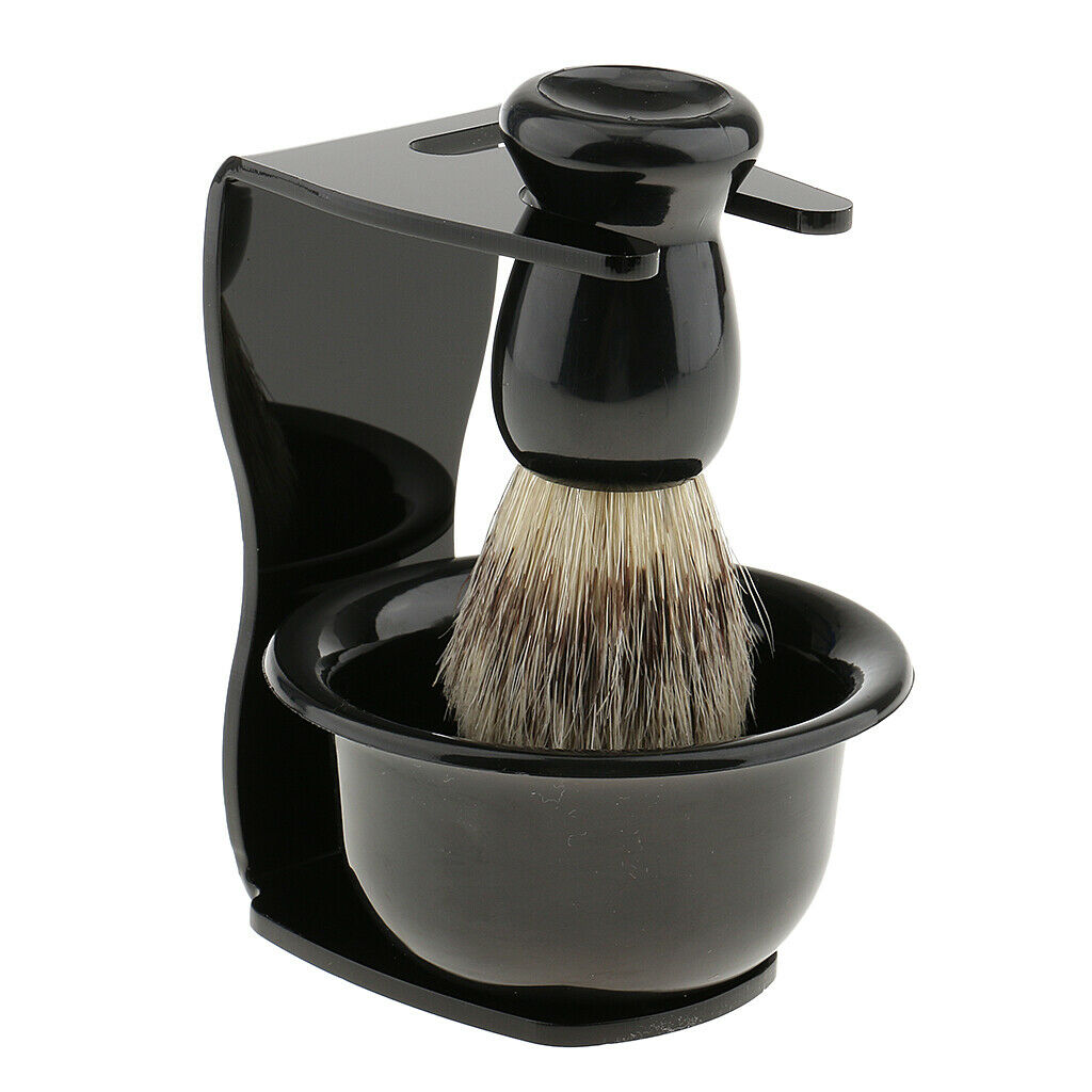 Luxury Manual Shaving Set Kit Hair Shaving Brush +Acrylic Stand +Soap Bowl