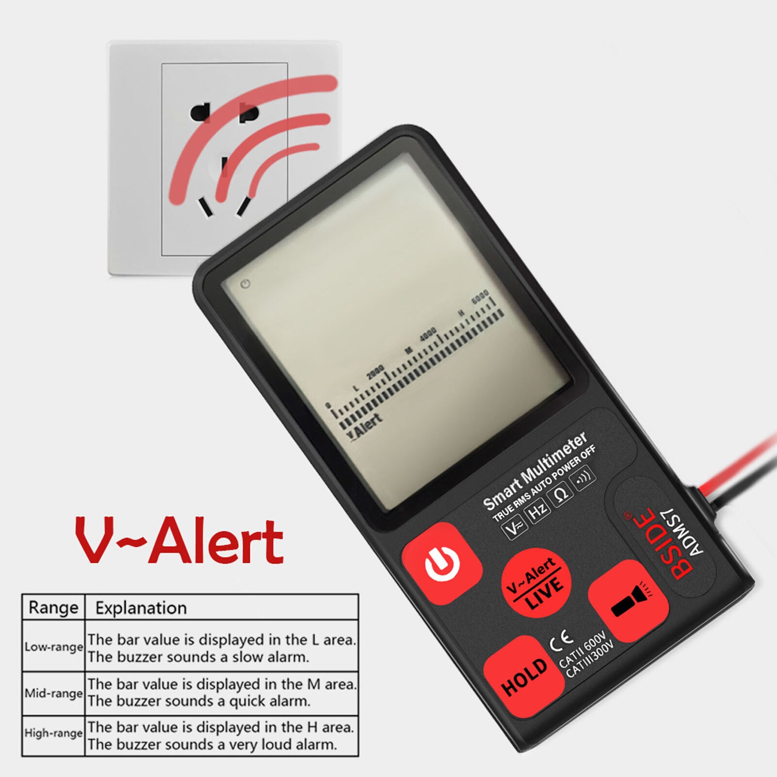AC/DC LCD Digital Smart Multimeter True RMS Auto Measuring Volt Ammeter Tester