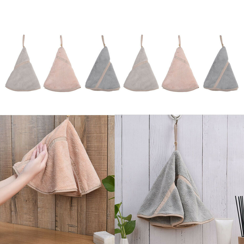 6Pcs Bathroom Kitchen Wipe Towels Soft Thicken Washcloth 3-Colors Dia. 19.7"