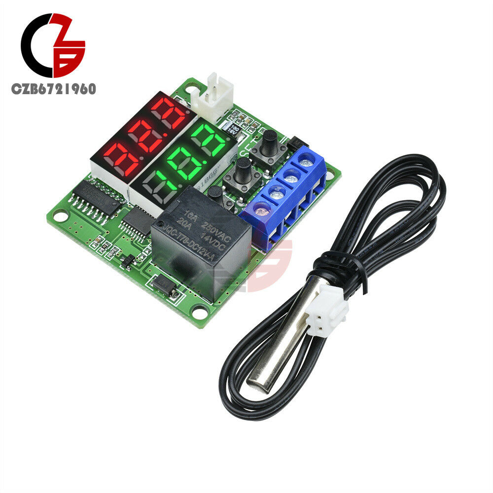 Temperature Controller Thermometer 12V -50~110℃ Dual Relay Alarm Air Regulator