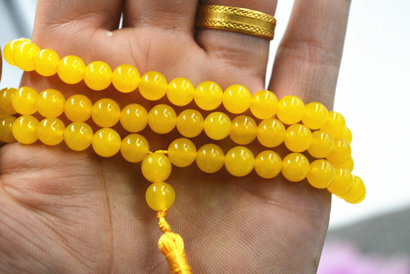 Jewelry 6mm stone Buddhist Brazil topaz 108 Prayer Beads Mala Bracelet Necklace