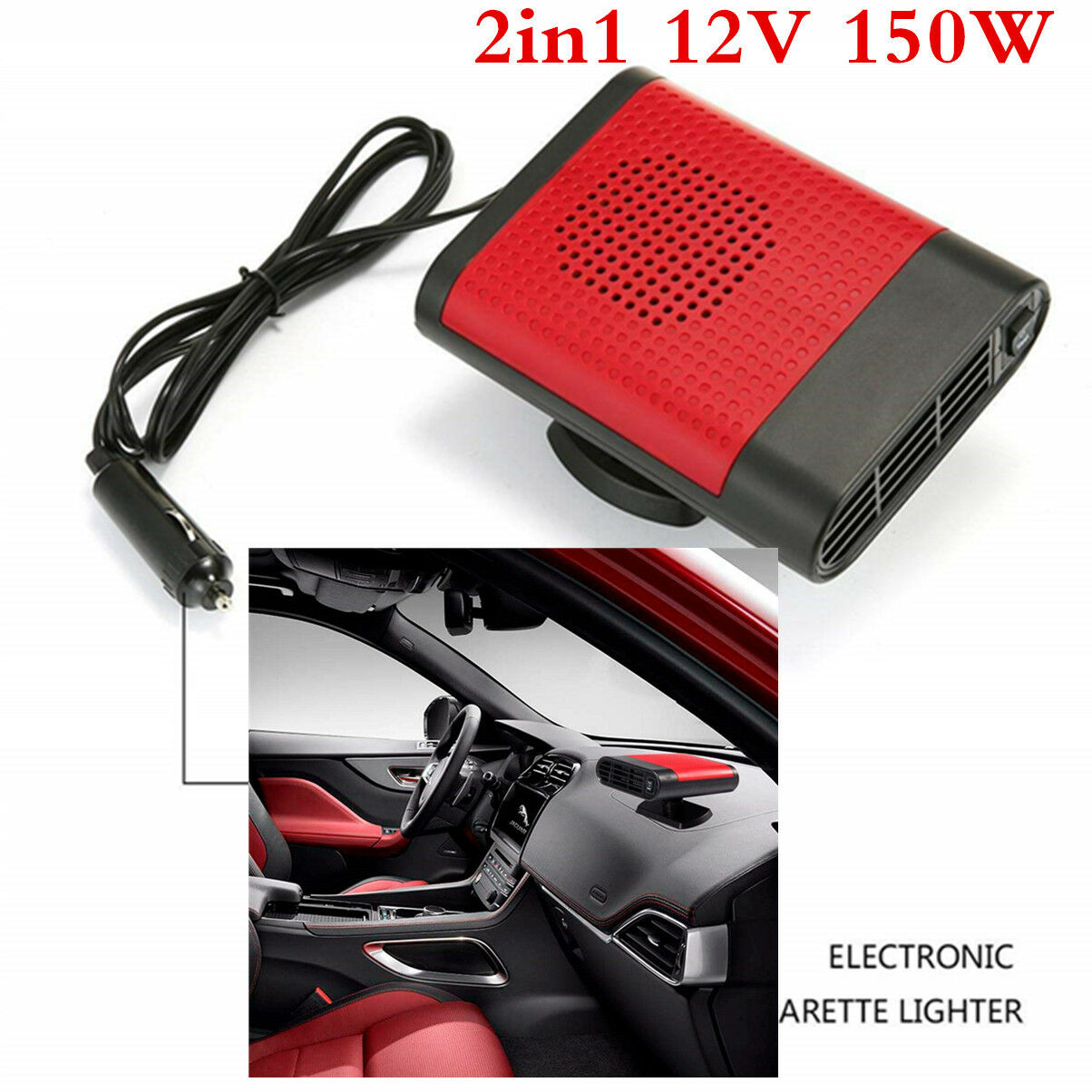 150W 12V Car Truck Auto Heater Hot Cool Fan Windscreen Window Demister Defroster