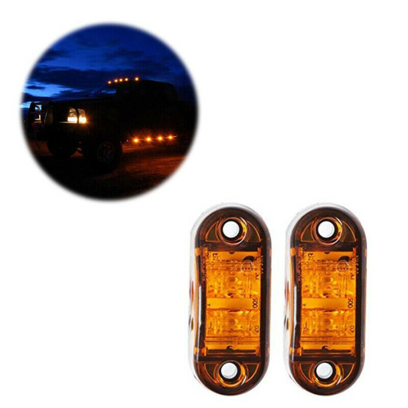 10Pcs Amber 2LED Clearance Trailer Truck Lorry Side Marker Turn Lamp Light Handy