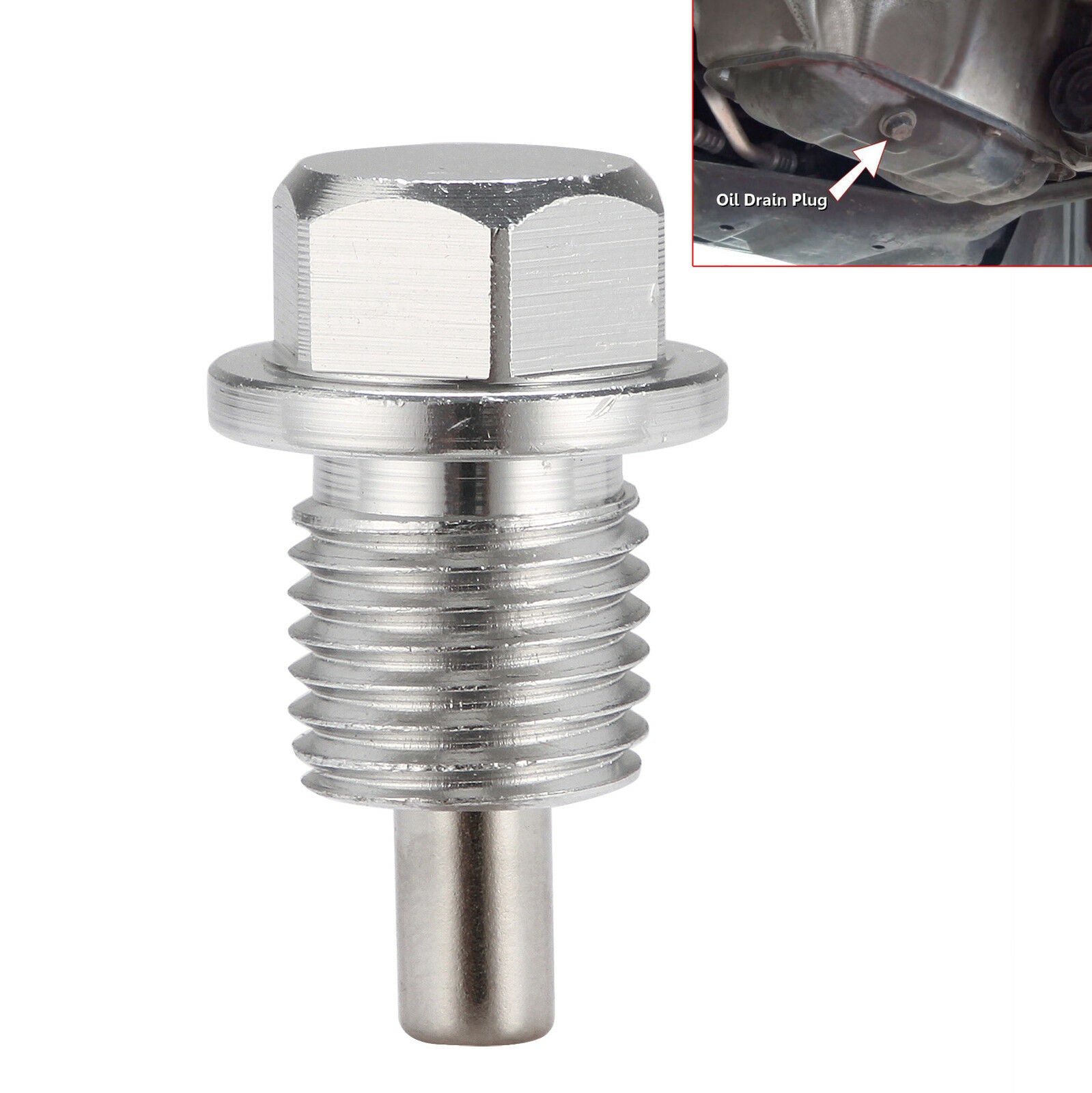 2x M14x 1.5 Engine Oil Pan Drain Plug Bolt Magnetic Anodized Crush Washer Sliver