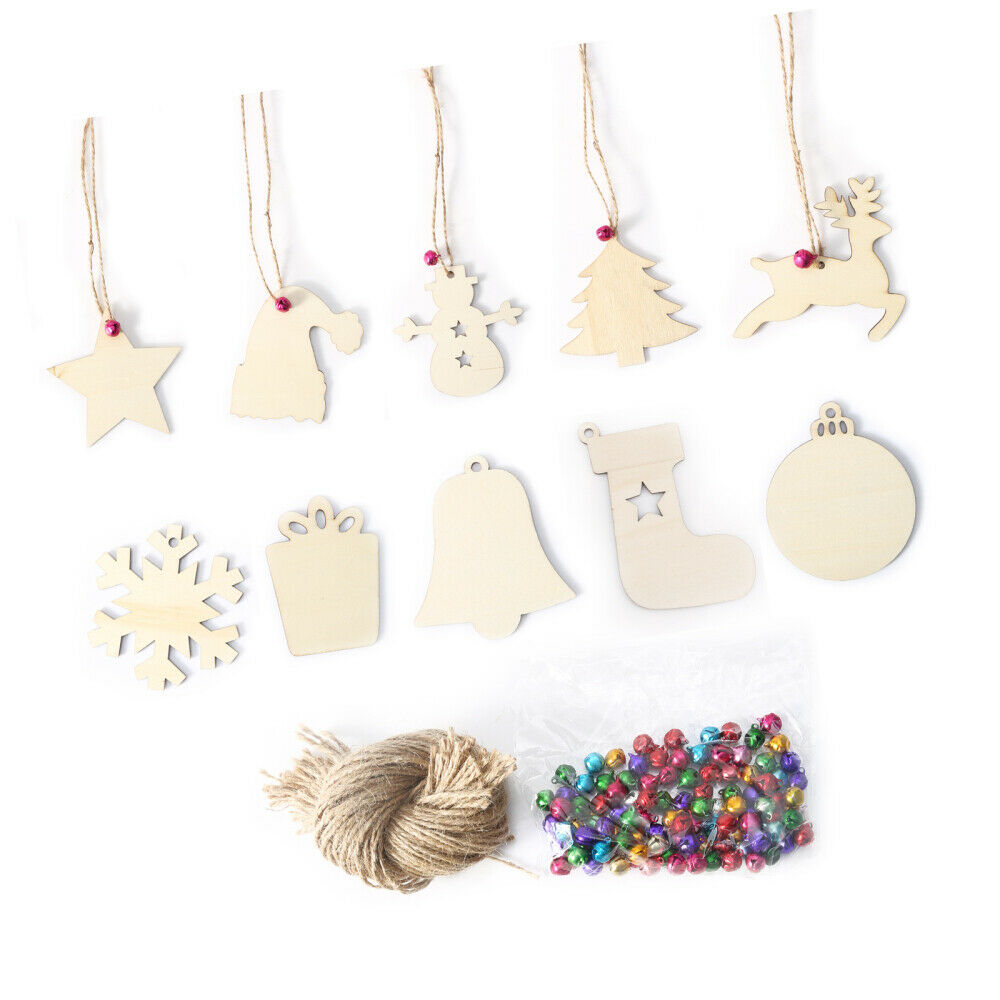 Unfinished Wooden Ornaments Christmas Wood Board Pendant Hanging DIY Decors New