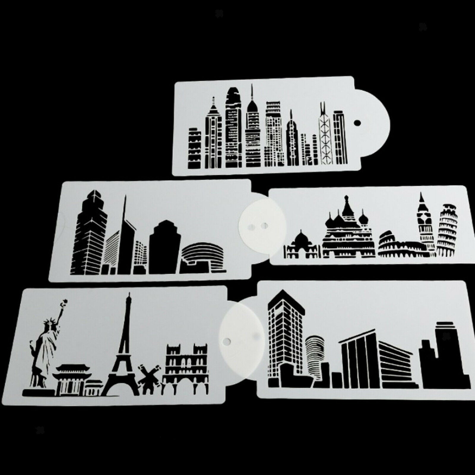 5 Pieces Cake Side Stencil Fondant Decorating Tool Embossed DIY Cookie Mold