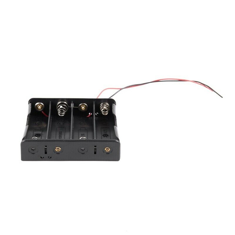 Black 4 x 3.7V 18650 Pointed Tip Batteries Battery Holder Case w Wire Leads E8T7