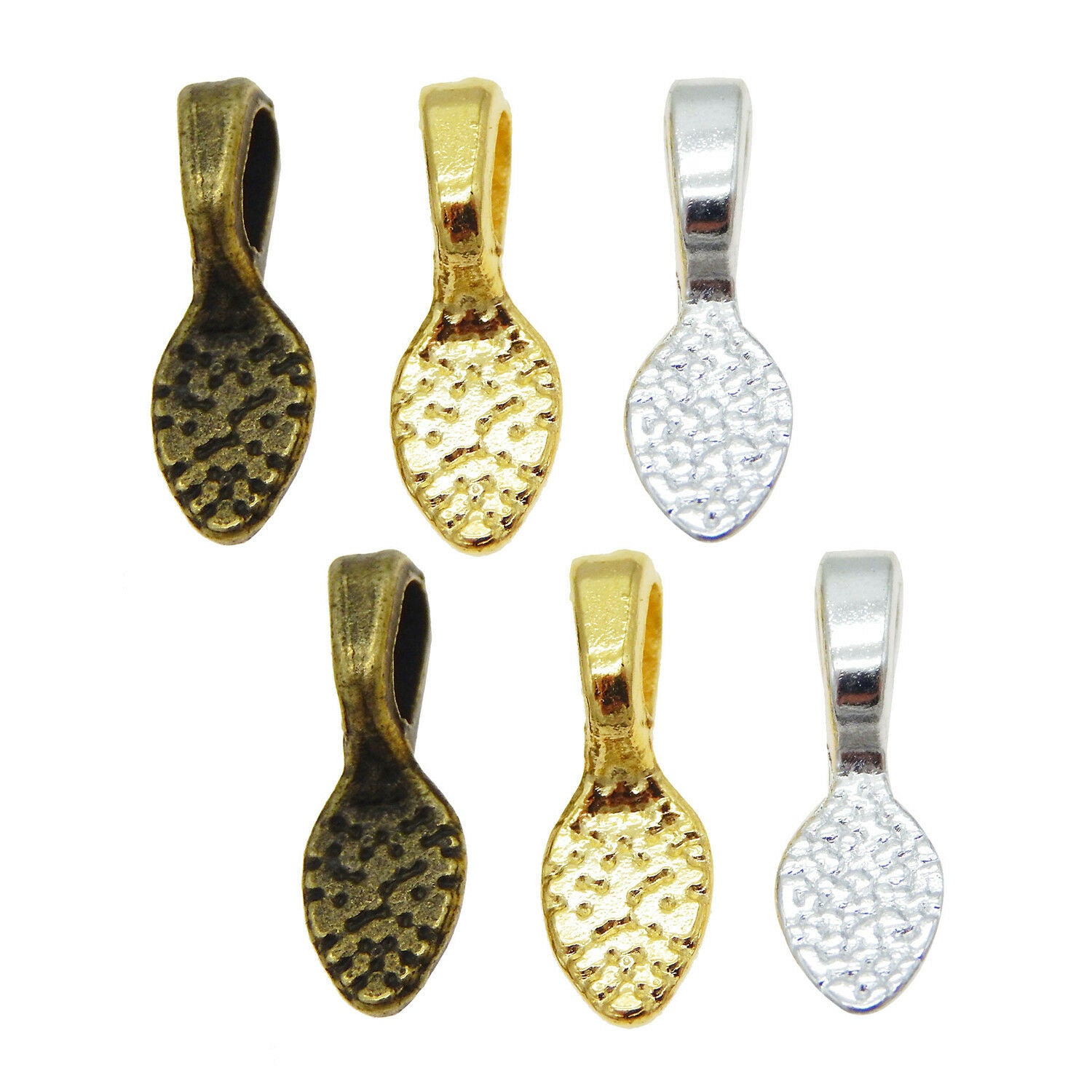 60pcs Mixed Colors Metal Glue On Bails Pendants Charms Jewelry Findings 15x5x4mm