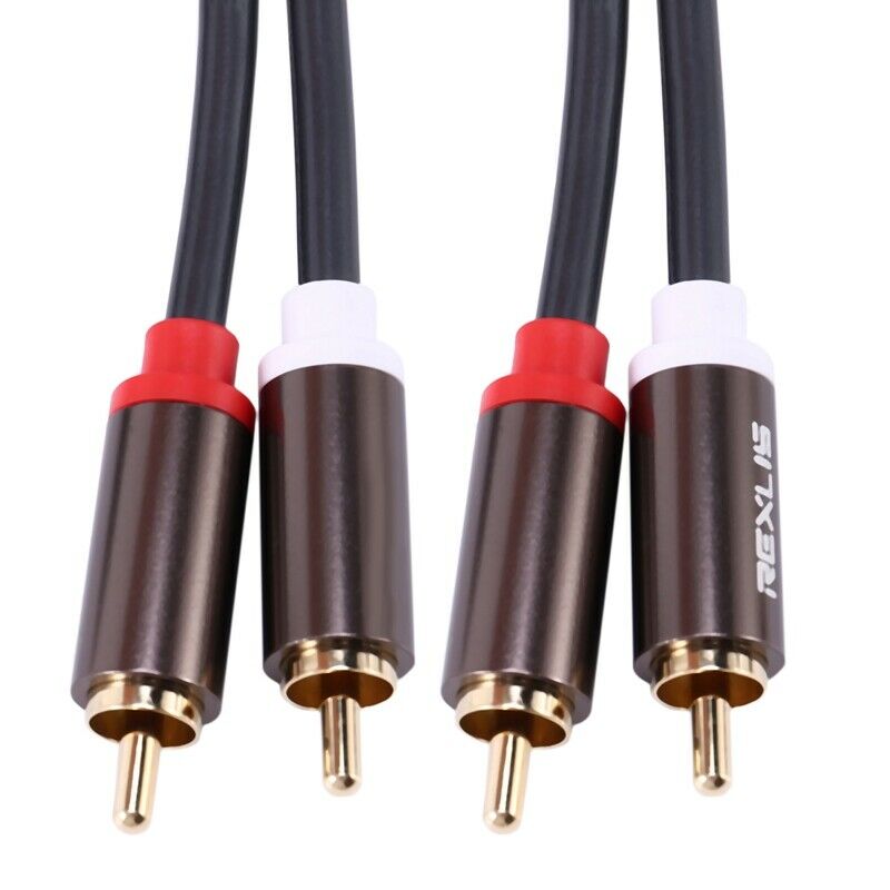 Rexlis 2 Rca to 2 Rca Male to Male Hifi Audio Cable Ofc Av Speaker Wire for TvH4