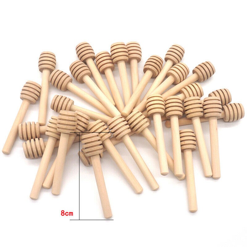 5Pcs 8cm Long Handle Wood Honey Stir Bar Practical Honey Mixing Stick Jar SpFCA