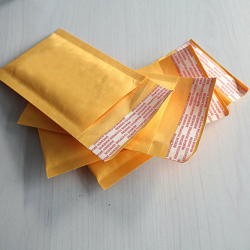 10X 90*130+40mm Kraft Bubble Bag Padded Envelopes Mailers  Yell.l8