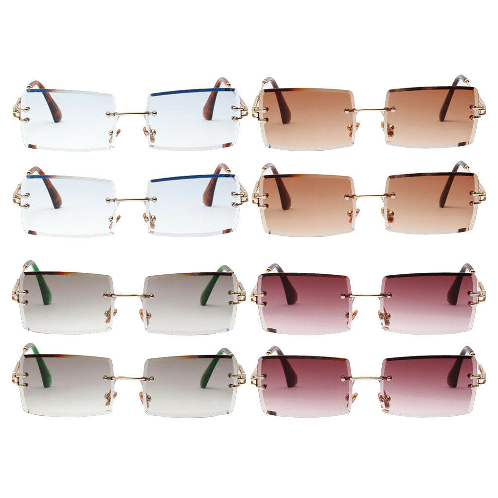 8 Piece Womens Rimless Sunglasses Classic Designer Tinted Lens Eyewear